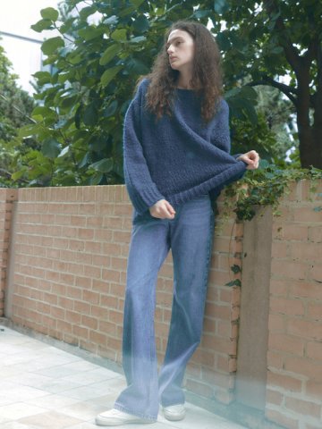 Straight wide denim pants (BLUE)