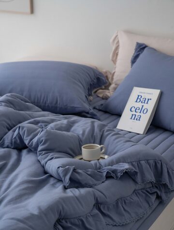 슈에뜨 기능성 발열 따뜻한 프릴 차렵이불(Q) 네이비소프트하고 가벼운  촉감의  소재화사한 프릴 디테일