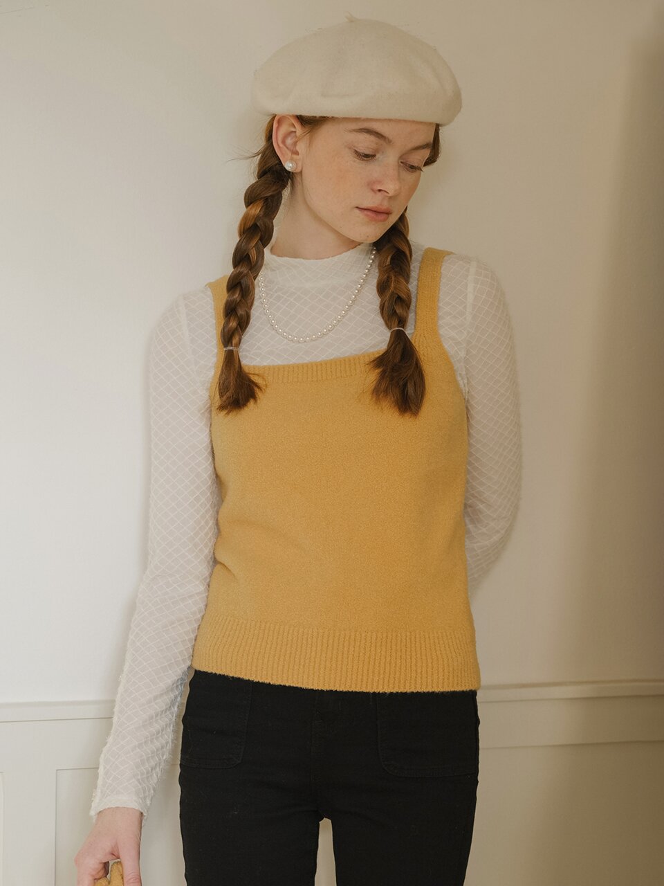 Cest_Knit layered two-piece set_Vest