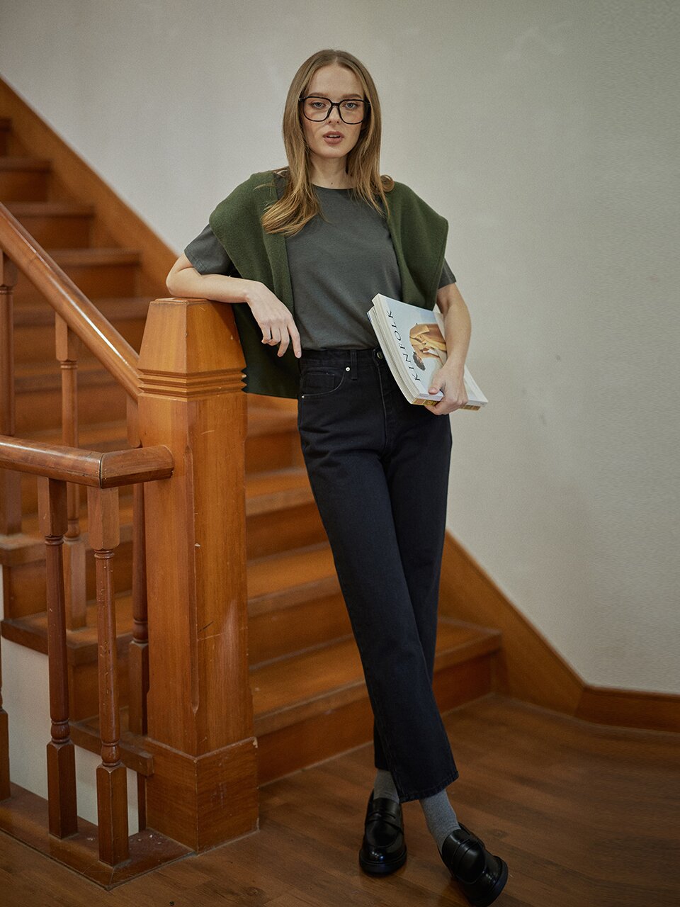 SEMI BOYFIT DENIM PANTS - BLACK