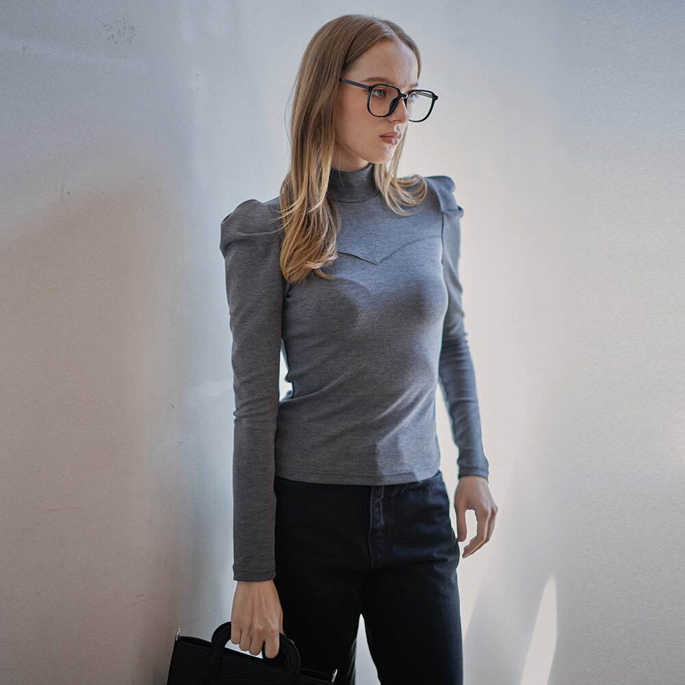 SLIMMING TURTLENECK T-SHIRT - GREY