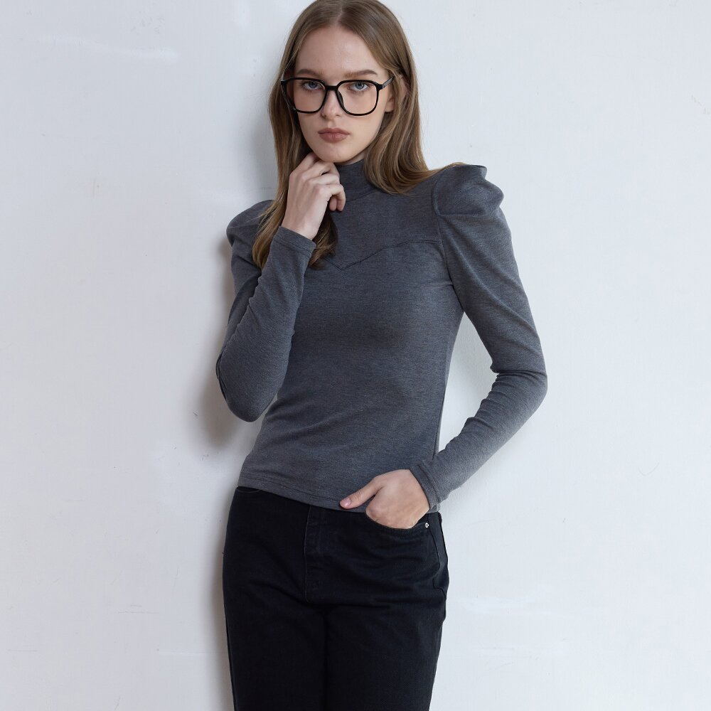SLIMMING TURTLENECK T-SHIRT - GREY