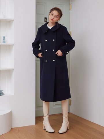 [일루스트리스일루전] NAVY ROUND COLLAR COAT