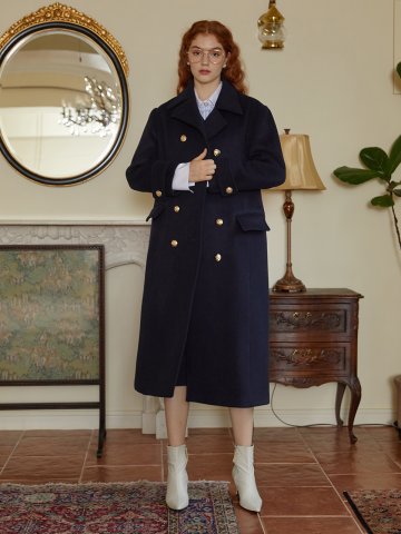 [일루스트리스일루전] NAVY DOUBLE PEA COAT