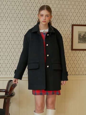 [일루스트리스일루전] BLACK WOOL HALF COAT