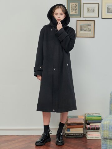 [일루스트리스일루전] BK HOODED WOOL ZIP COAT