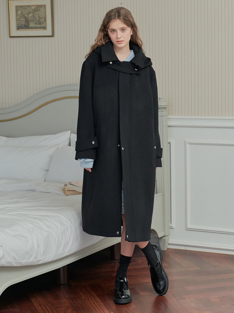 [일루스트리스일루전] BK HOODED WOOL ZIP COAT