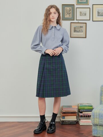 [일루스트리스일루전] GREEN CHECK WRAP SKIRT