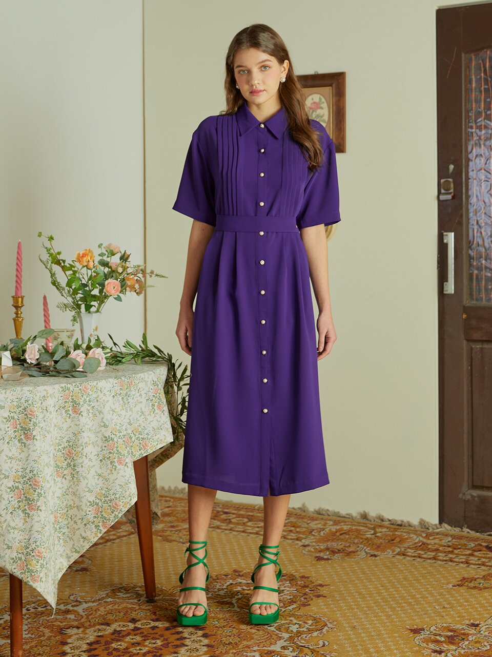 [일루스트리스일루전] VIOLET PINTUCK DRESS