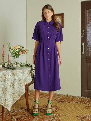 [일루스트리스일루전] VIOLET PINTUCK DRESS