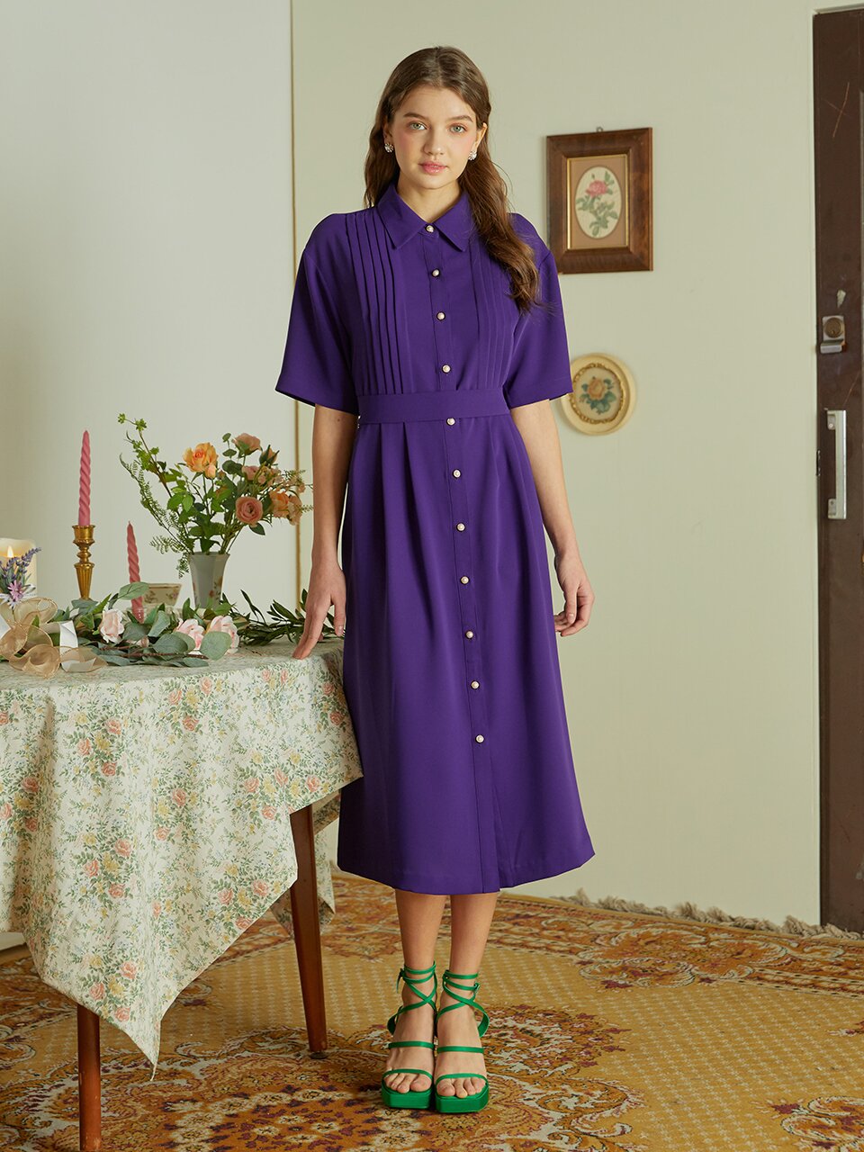 [일루스트리스일루전] VIOLET PINTUCK DRESS