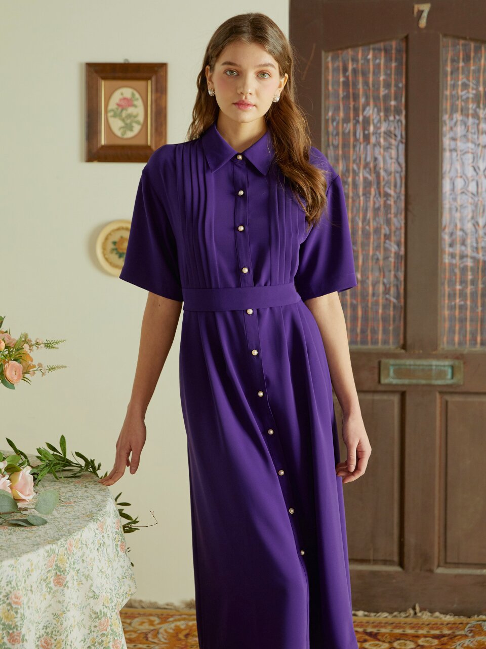 [일루스트리스일루전] VIOLET PINTUCK DRESS