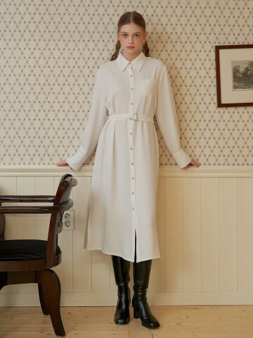 [일루스트리스일루전] WHITE SLIT SHIRT DRESS