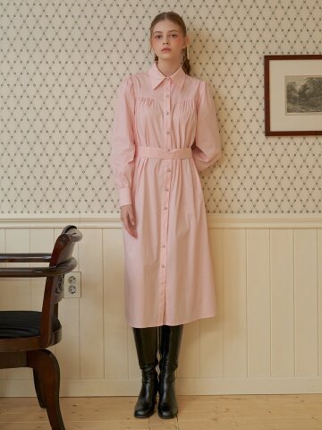 [일루스트리스일루전] PINK HEART SHIRT DRESS