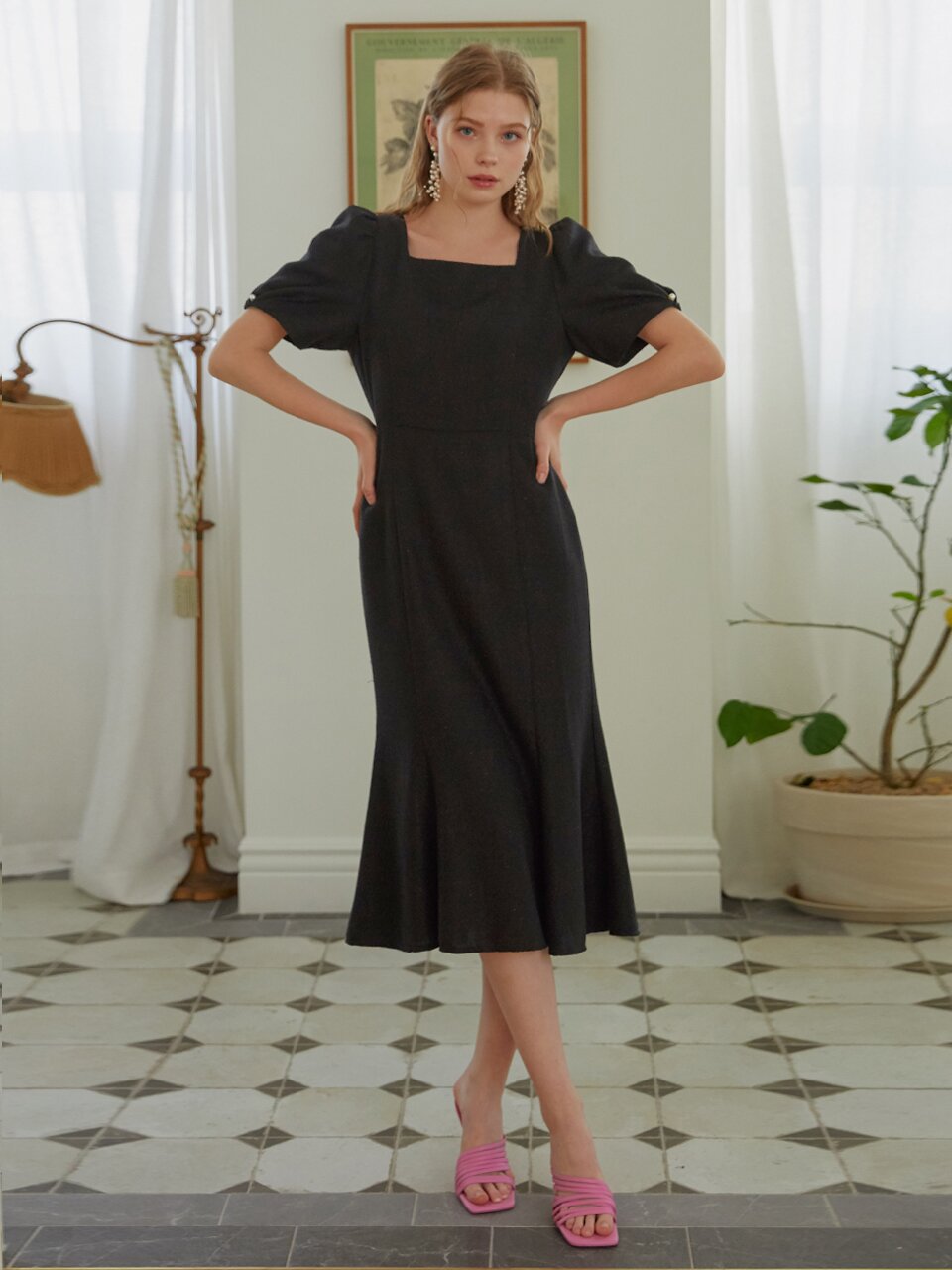 [일루스트리스일루전] BLACK TWEED MERMAID DRESS