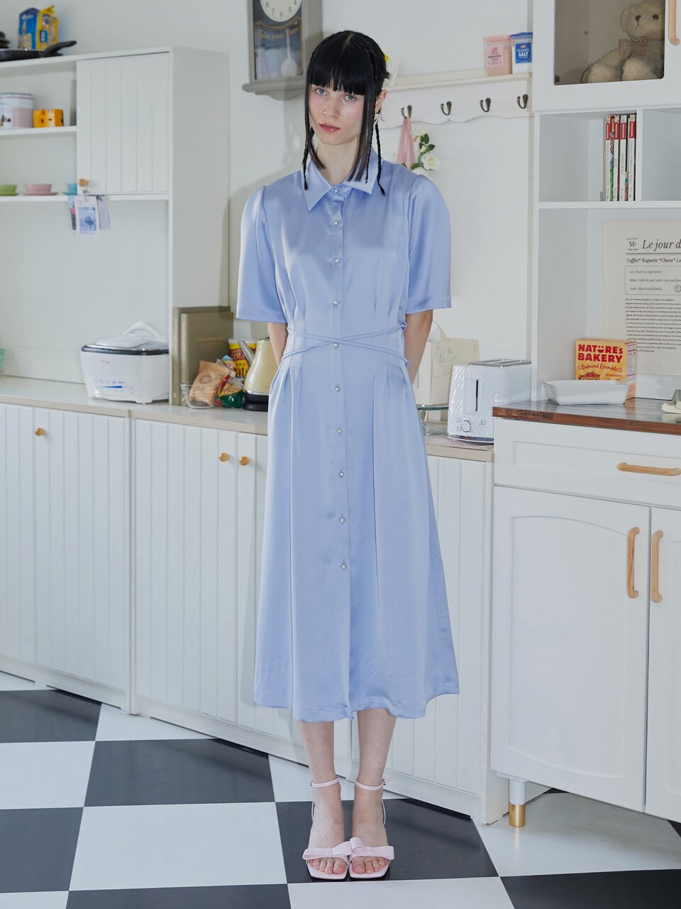 [일루스트리스일루전] SK SILKY CROSS SHIRT DRESS