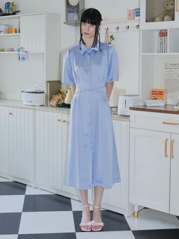 [일루스트리스일루전] SK SILKY CROSS SHIRT DRESS