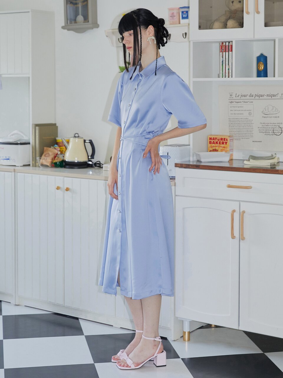 [일루스트리스일루전] SK SILKY CROSS SHIRT DRESS
