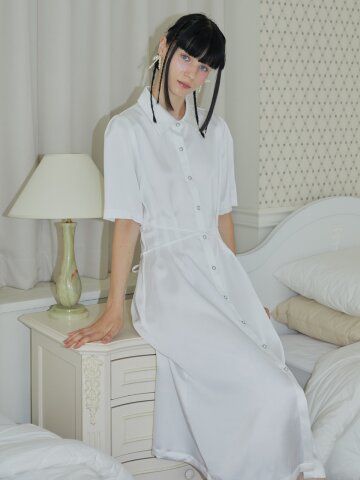 [일루스트리스일루전] WH SILKY CROSS SHIRT DRESS