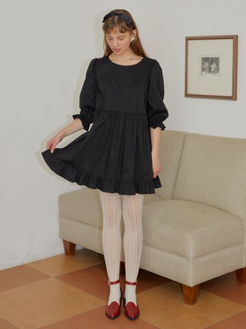 [일루스트리스일루전] BLACK DOUBLE BACK RIBBON DRESS