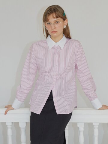 [일루스트리스일루전] PINK STRIPED LINE SHIRTS