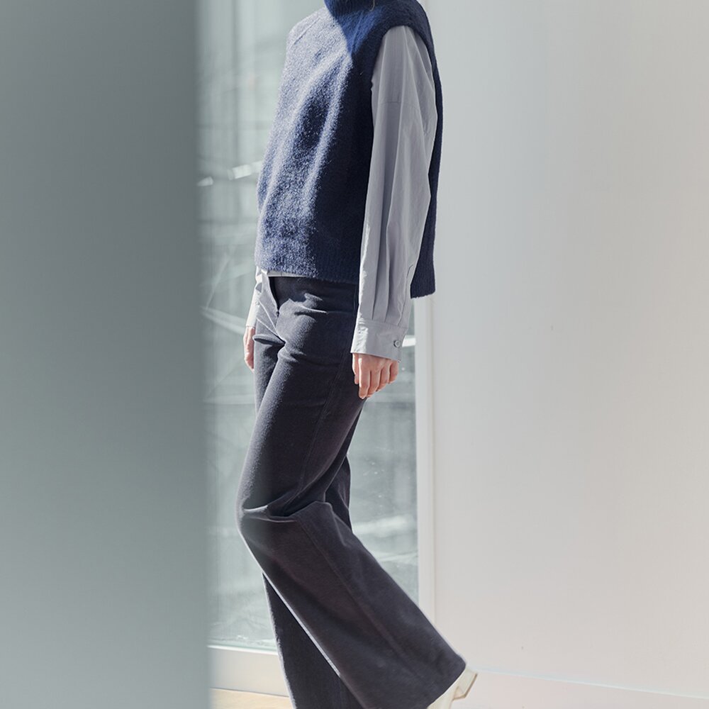 [레이허] Coduroy Straight Pants_Stone Navy