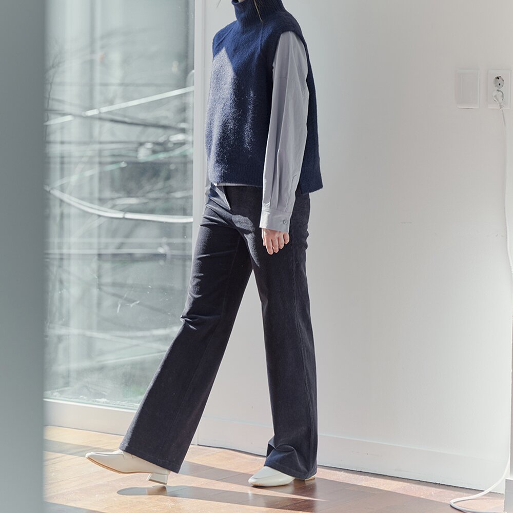 [레이허] Coduroy Straight Pants_Stone Navy