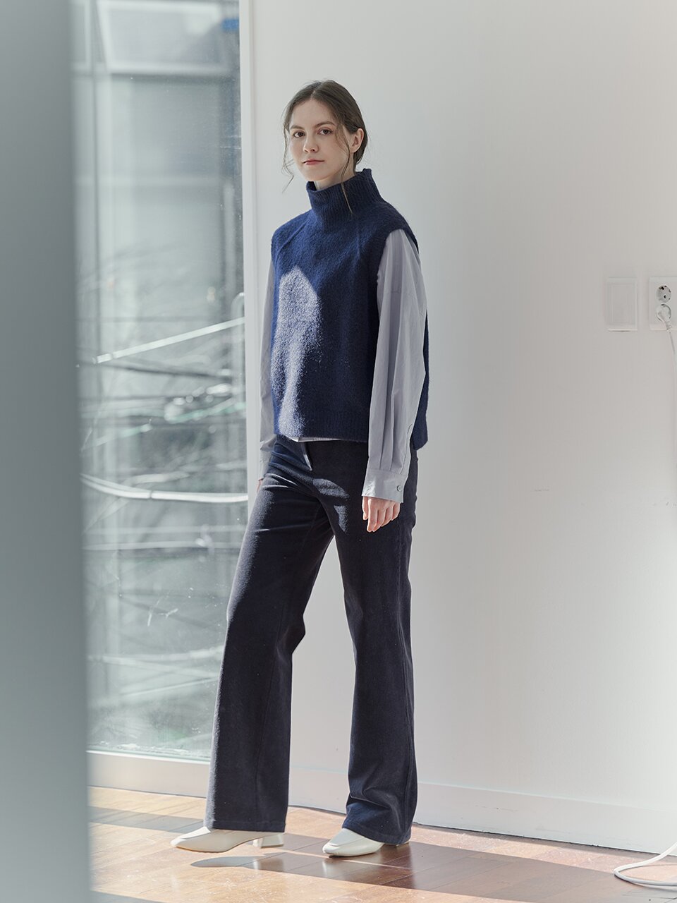 [레이허] Coduroy Straight Pants_Stone Navy