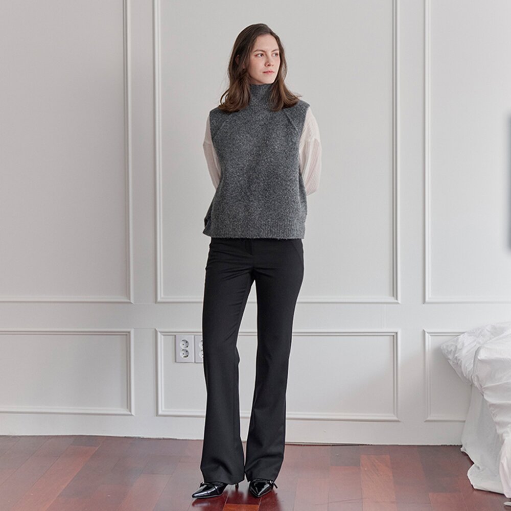 [레이허] Straight Slit Slacks_Black