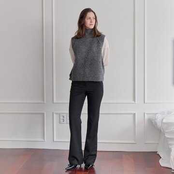 [레이허] Straight Slit Slacks_Black