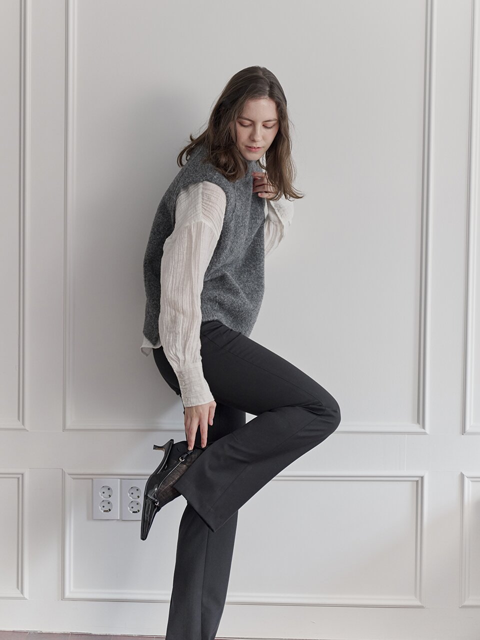 [레이허] Straight Slit Slacks_Black