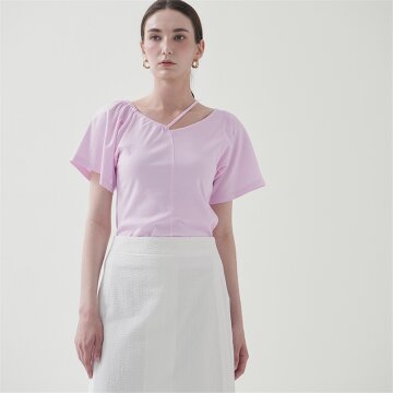 [레이허] Unbalanced Strap T-shirts_L/Purple