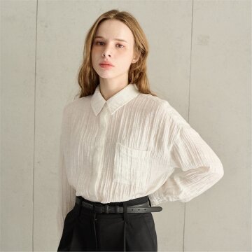 [레이허] 링클 크리즈 블라우스_WHITE