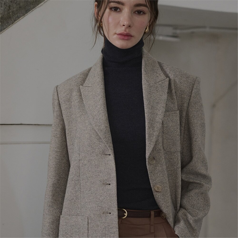 [레이허] Inami Boyfit Jacket_Grey Beige