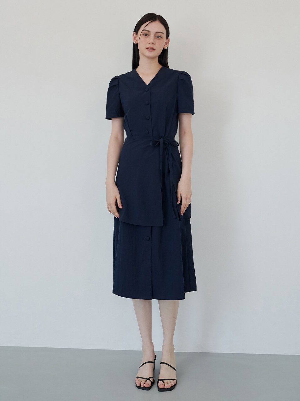 [에프코코로미즈] v neck layered dress NA