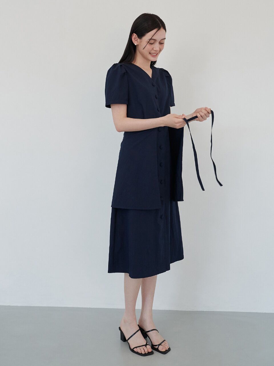 [에프코코로미즈] v neck layered dress NA
