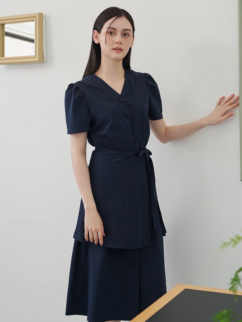 [에프코코로미즈] v neck layered dress NA