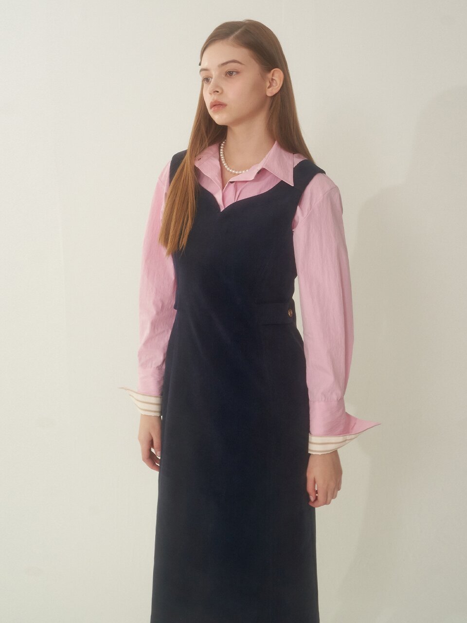[에프코코로미즈] Anna classic corduroy long dress NA