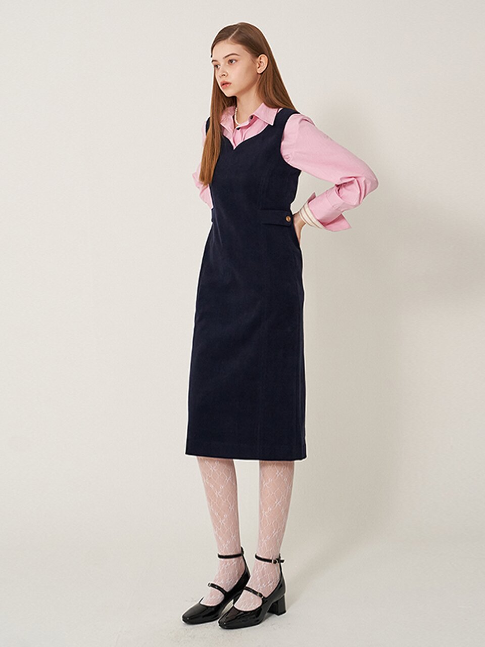 [에프코코로미즈] Anna classic corduroy long dress NA