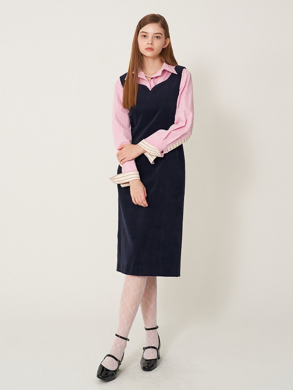 [에프코코로미즈] Anna classic corduroy long dress NA