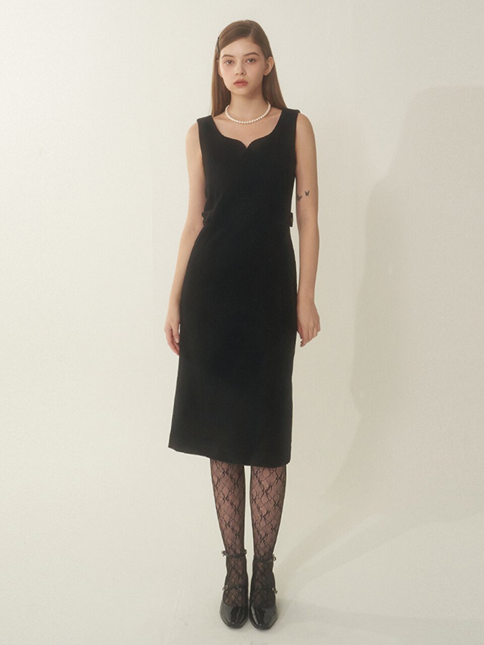 [에프코코로미즈] Anna classic wool long dress BK