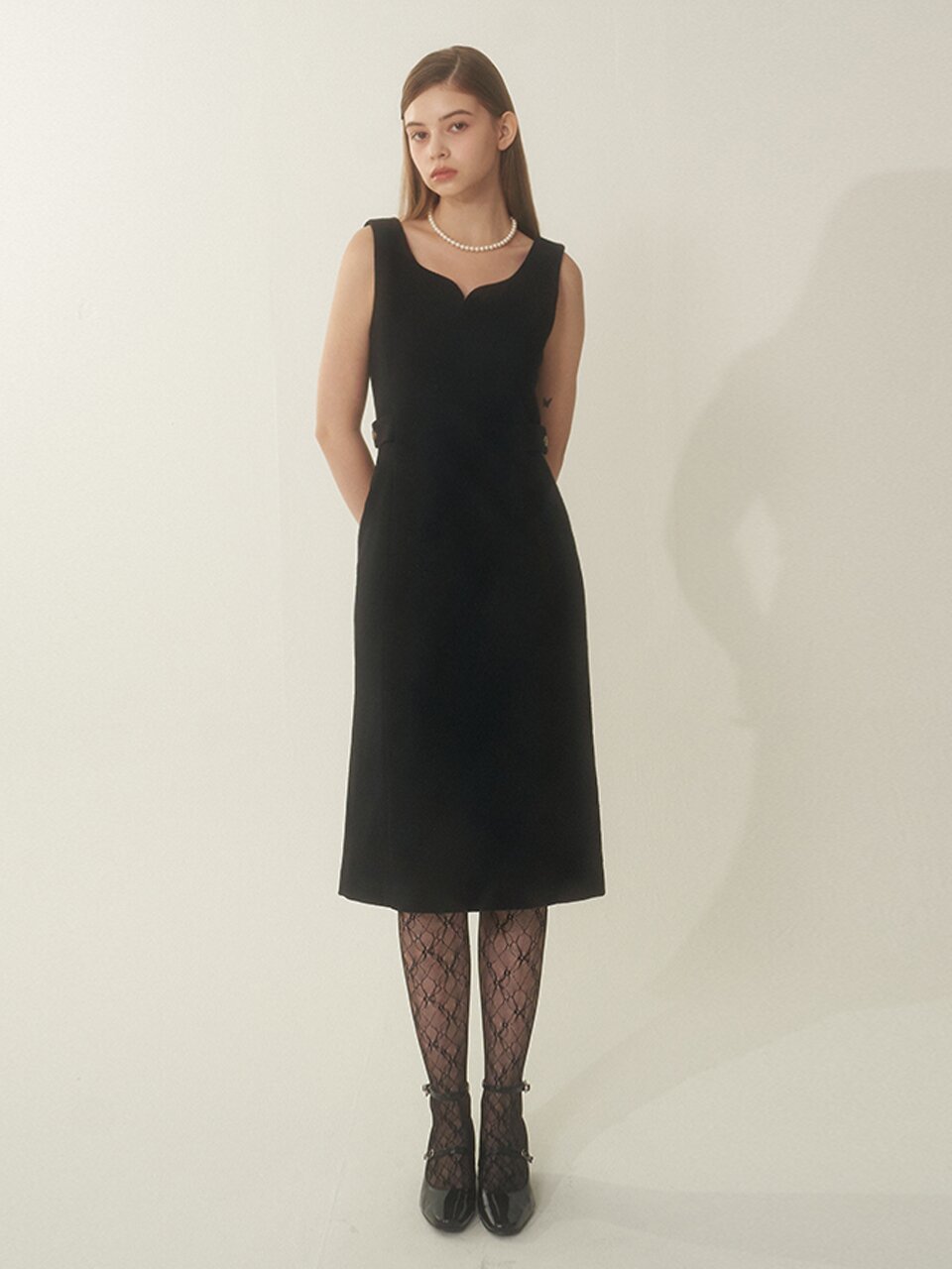 [에프코코로미즈] Anna classic wool long dress BK