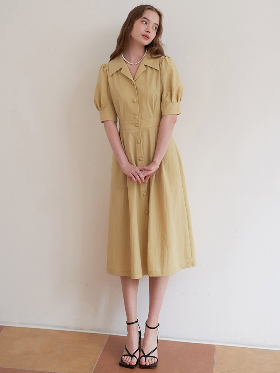 [에프코코로미즈] coco romantic open collar dress YB