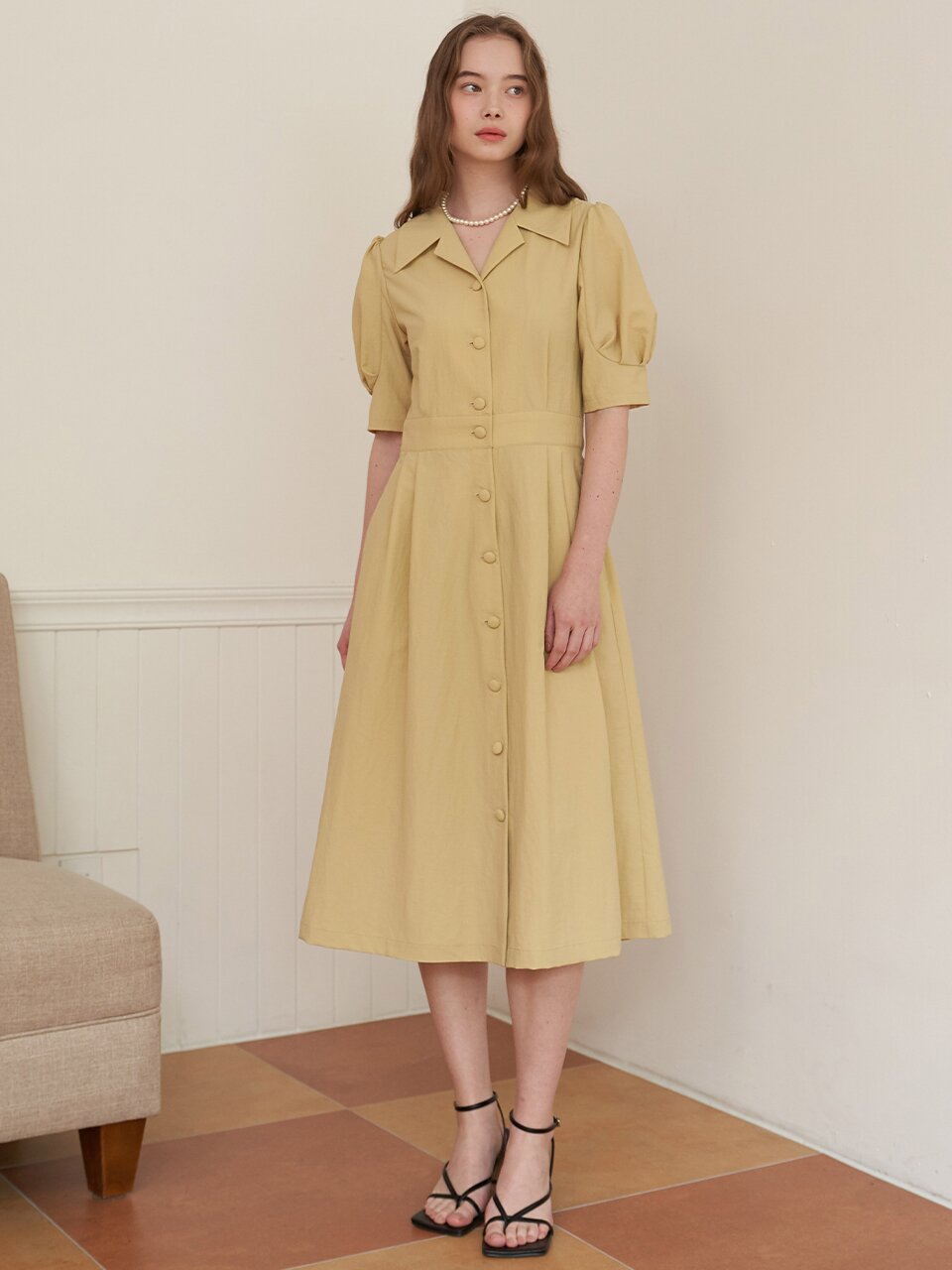 [에프코코로미즈] coco romantic open collar dress YB