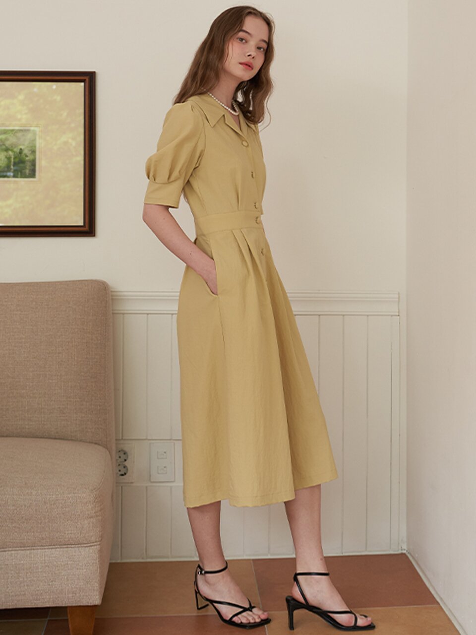 [에프코코로미즈] coco romantic open collar dress YB
