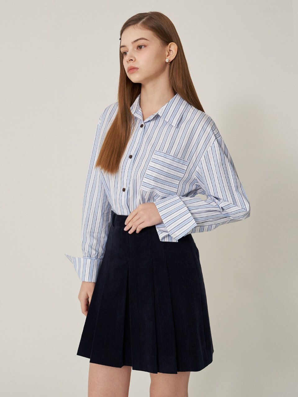 [에프코코로미즈] coco wide cuffs st shirt SK