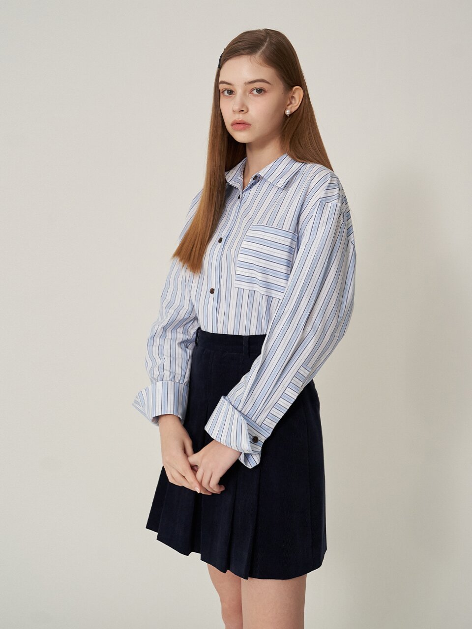 [에프코코로미즈] coco wide cuffs st shirt SK