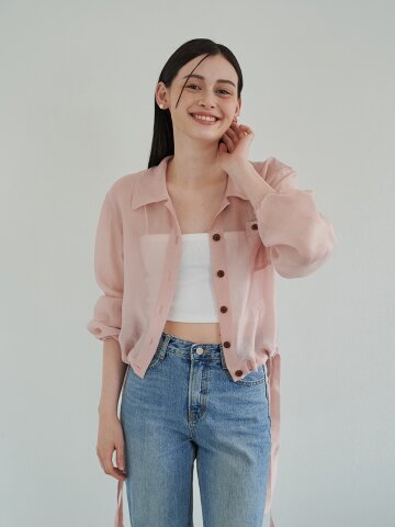 [에프코코로미즈] coco ribbon sheer blouse PK