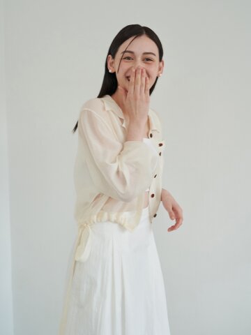 [에프코코로미즈] coco ribbon sheer blouse IV