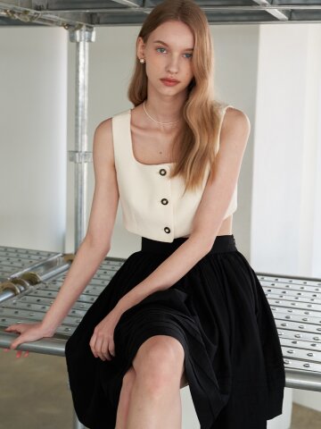 [에프코코로미즈] Elena romantic crop vest IV